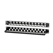 Модульная патч-панель 19", 24 порта, Flat Type, 1U, для модулей Keystone Jack, с задним кабельным организатором (без модулей)
