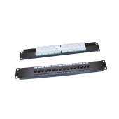 Патч-панель 19", 1U, 16 портов RJ-45, категория 5e, Dual IDC, ROHS, цвет черный