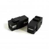 Вставка формата Keystone Jack с проходным адаптером USB 2.0 (Type A-B), ROHS, черная