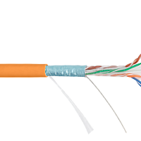 Кабель NIKOLAN F/UTP 4 пары, Кат.6 (Класс E), тест по ISO/IEC, 250МГц, одножильный, BC (чистая медь), 23AWG (0,55мм), внутренний, LSZH нг(А)-HFLTx, ор