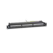 Патч-панель 19" (1U), 24 порта RJ-45, категория 6, полностью экранированная, с задним кабельным организатором