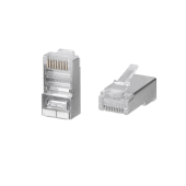 Коннектор RJ-45 под витую пару, категория 5e, экранированный, универсальный (для одножильного и многожильного кабеля) для проводников с