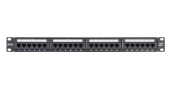 Коммутационная панель NETLAN 19", 1U, 24 порта, Кат.6 (Класс E), 250МГц, RJ45/8P8C, 110/KRONE, T568A/B, неэкранированная, черная