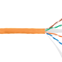 Кабель NIKOLAN U/UTP 4 пары, Кат.6 (Класс E), тест по ISO/IEC, 250МГц, одножильный, BC (чистая медь), 23AWG (0,55мм), внутренний, LSZH нг(А)-HFLTx, ор
