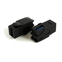 Вставка формата Keystone Jack с проходным адаптером USB 3.0 (Type A), 90 градусов, ROHS, черная