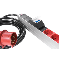 Верт блок розеток Rem-3×32, 3×32A, 6 авт, инд, 9S, 12C13, 3C19, 1420мм, шнур 3м IEC309