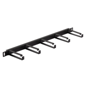 Кабельный органайзер горизонтальный 19" 0.5U, 5 колец, металлический, цвет черный (RAL9004)