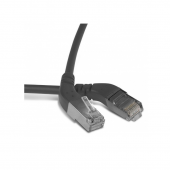 Патч-корд F/UTP угловой, экранированный, левый 45°-правый 45°, Cat.6, LSZH, 2 м, черный
