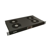 Модуль вентиляторный 19", 1U, глубиной 290мм, с термостатом и 4-я вентиляторами, номинальная мощность 70.40 Вт, датчик температуры с кабелем, кабель п