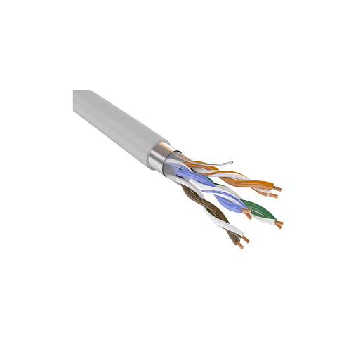 Кабель U/UTP 4 пары, Кат.5e, 100МГц, AWG 24, огнестойкий, PVCLS нг(A)-FRLS, катушка 305 м, цвет серы