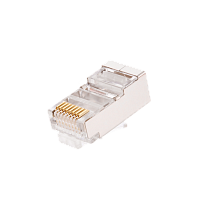 Коннектор NIKOMAX RJ45/8P8C под витую пару, Кат.6 (Класс E), 250МГц, покрытие 50мкд, универсальные ножи, экранированный, круглый ввод, уп-ка 100шт.