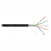 Кабель NIKOMAX U/UTP 4 пары, Кат.6 (Класс E), тест по ISO/IEC, 250МГц, одножильный, BC (чистая медь), 23AWG (0,55мм), полиэтилен, внешний, черный, 305