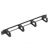 Организатор кабельный с окнами 19" 1U, 4 кольца, 60мм, металл, цвет черный