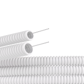 Труба ПЛЛ гибкая гофр. не содержит галогенов д.20мм, ПВ-0, спротяжкой,100м, цвет белый