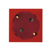 Розетка 2к+З с защитными шторками (45х45) , красная