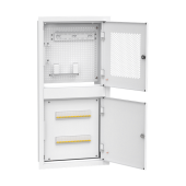 LINEA R Шкаф встраиваемый двухсекционный 2 комнаты 400х850мм дверь металлическая белый (в комплекте 12 модулей keystone 2 розетки 5 патч-кордов (02м) 