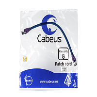 Патч-корд S/FTP, категория 8 (40G, 2000 MHz), 2xRJ45/8p8c, экранированный, синий, LSZH, 0.3 м