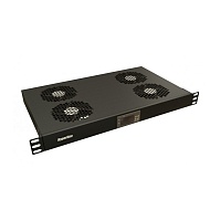 Модуль вентиляторный 19", 1U, глубиной 290мм, с термостатом и 4-я вентиляторами, номинальная мощность 70.40 Вт, датчик температуры с кабелем, кабель п