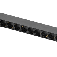 Блок электрических розеток TLK, 19", 9 гнезд "евророзетка", макс. нагрузка 10 А, без шнура питания, вход С14 + предохранитель 10 А, металлический корп