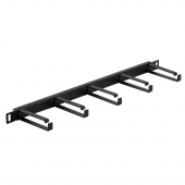 Кабельный органайзер горизонтальный 19" 0.5U, 5 колец, металлический, цвет черный (RAL9004)