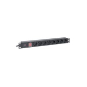 Блок розеток PDU TERACOM PRO 19" 1U 16А/250В 8 розеток Schuko с выключателем шнур питания длиной 2 метра сечение 3x1,5 мм2 вилка Schuko корпус алюмини