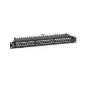 Патч-панель 19" (1U), 24 порта RJ-45, категория 6a, полностью экранированная, с задним кабельным организатором