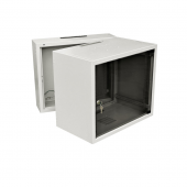 Шкаф настенный 19-дюймовый (19"), серия SD2, 10U, 515x600х500, двухсекционный, со стеклянной дверью, цвет серый (RAL 7035) (SD-110)