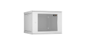 Настенный разборный шкаф NIKOMAX 19", 9U, стеклянная дверь, Ш600хВ436хГ600мм, 2 пары монтажных направляющих, серый