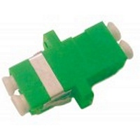 Оптический проходной адаптер LC/APC-LC/APC, SM, duplex, корпус пластиковый, зеленый, белые колпачки