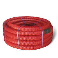 ССД 121950 Двустенная труба ПНД гибкая для кабельной канализации д.50мм с протяжкой, SN13, 450Н,  в бухте 100м, цвет красный