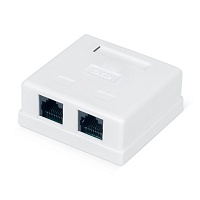 Розетка компьютерная RJ-45, категория 5e, неэкранированная, двойная, внешняя, Dual IDC, цвет белый