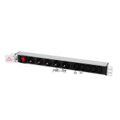 Гор блок розеток Rem-10, 1×10A, выкл, 5S, 5C13, 19", вход C14