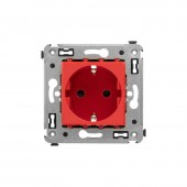 Розетка в стену, 2P+E, с з/ш, "Avanti", "Красный квадрат"