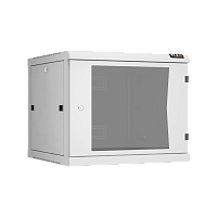 Настенный разборный шкаф TLK 19", 9U, стеклянная дверь, Ш600хВ503хГ600мм, 2 пары монтажных направляющих, серый