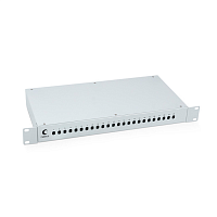 Кросс бокс оптический 19" на 24 SC (LC duplex) со сплайс пластиной и КДЗС (без пигтейлов и проходных адаптеров)