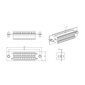 Панель для FO-19BX с 24 LC адаптерами, 24 волокна, многомод OM3/OM4, 120x32 мм, адаптеры цвета аква (aqua)