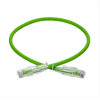 ITK Коммутационный шнур кат.6A UTP 1м st. лент. замок зел.