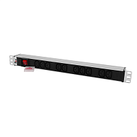 Гор блок розеток Rem-10, 1×10A, выкл, 10C13, 19", вход C14