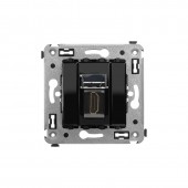 HDMI розетка одинарная в стену, тип А-А, "Avanti", "Черный квадрат"