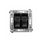 Телефонная розетка RJ-12 в стену двойная, "Avanti", "Черный квадрат"