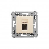 HDMI розетка одинарная в стену, тип А-А, "Avanti", "Ванильная дымка"