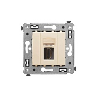 HDMI розетка одинарная в стену, тип А-А, "Avanti", "Ванильная дымка"