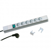 Блок розеток для 19" шкафов, 6 розеток с выключателем, шнур 3 м. (LZ-211) (Schuko)