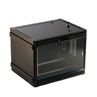 Шкаф настенный 19-дюймовый (19"), 12U, 662x600х450мм, стеклянная дверь с перфорацией по бокам, ручка с замком, с возможностью установки на ножки