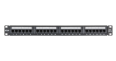 Коммутационная панель NETLAN 19", 1U, 24 порта, Кат.5e (Класс D), 100МГц, RJ45/8P8C, 110/KRONE, T568A/B, неэкранированная, черная