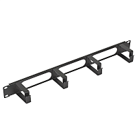 Организатор кабельный с окнами 19" 1U, 4 кольца, 60мм, металл, цвет черный