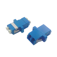 Оптический проходной адаптер LC-LC, SM, duplex, корпус пластиковый, синий, белые колпачки