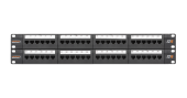 Коммутационная панель NIKOMAX 19", 2U, 48 портов, Кат.6 (Класс E), 250МГц, RJ45/8P8C, 110/KRONE, T568A/B, неэкранированная, с органайзерами, черная - 