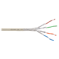 Кабель NIKOMAX S/FTP 4 пары, Кат.7 (Класс F), тест по ISO/IEC, 600МГц, одножильный, BC (чистая медь), 23AWG (0,56мм), полимерный материал нг(А)-LSLTx,
