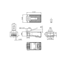 Разъем RJ-45(8P8C) под витую пару, кат 5e (50 µ"/ 50 микродюймов), экран, универсал(100 шт)